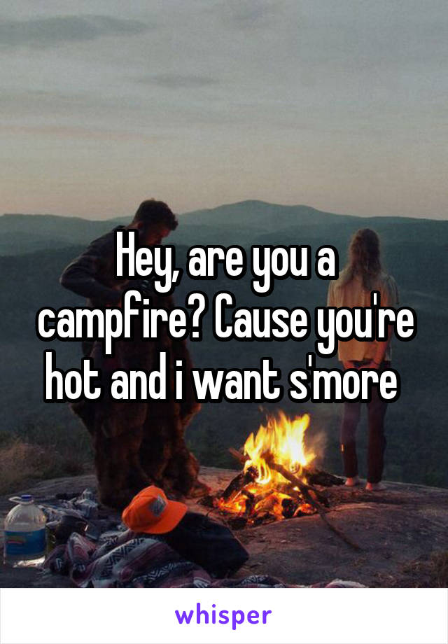 Hey, are you a campfire? Cause you're hot and i want s'more 