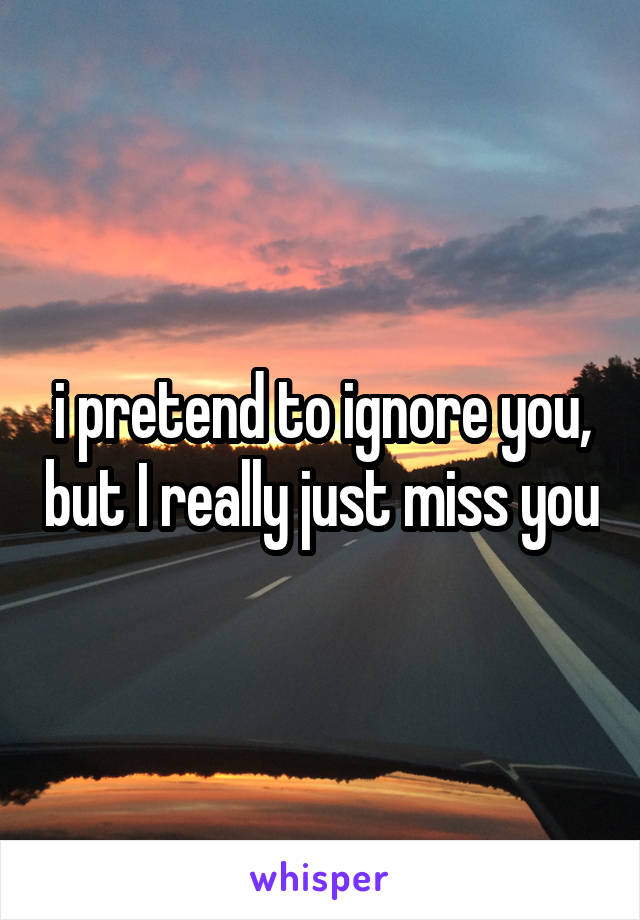 i pretend to ignore you, but I really just miss you
