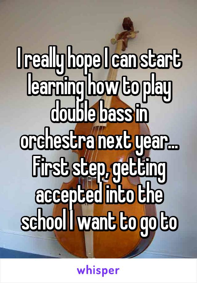 I really hope I can start learning how to play double bass in orchestra next year... First step, getting accepted into the school I want to go to