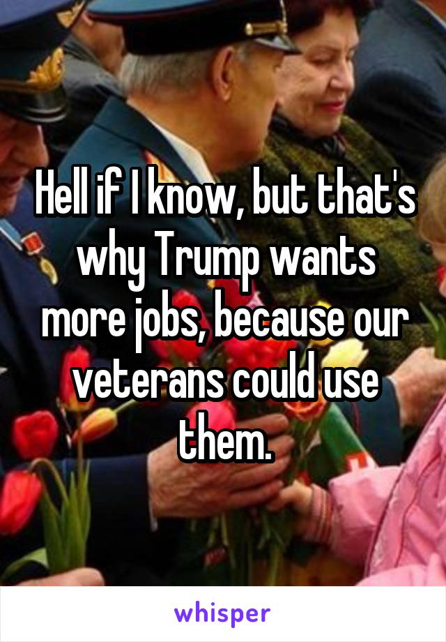 Hell if I know, but that's why Trump wants more jobs, because our veterans could use them.