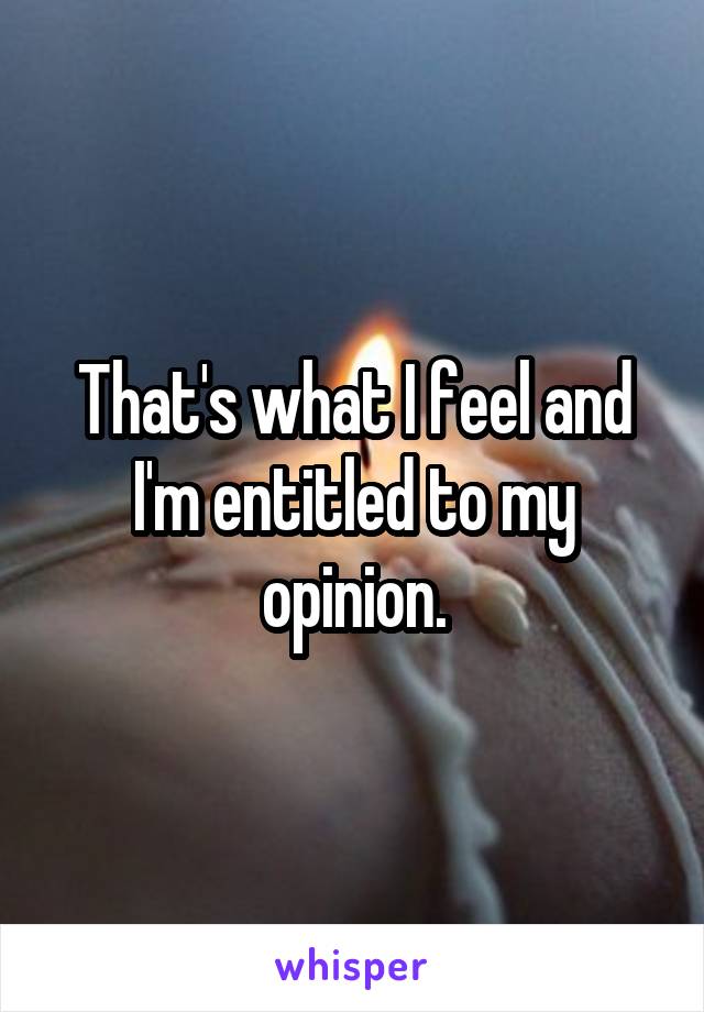 That's what I feel and I'm entitled to my opinion.