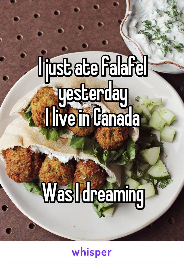 I just ate falafel yesterday
I live in Canada


Was I dreaming