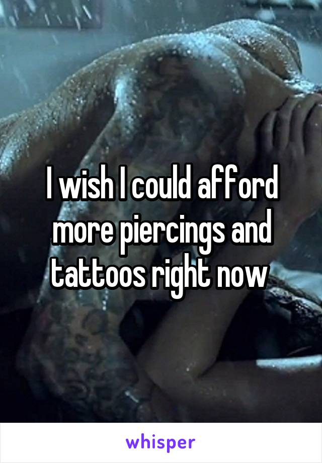 I wish I could afford more piercings and tattoos right now 