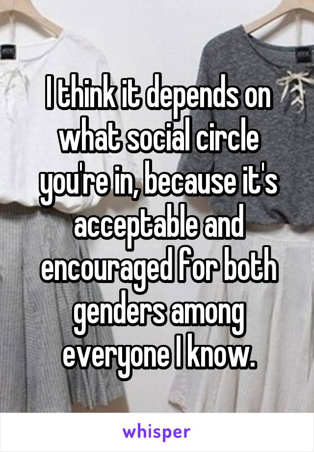 I think it depends on what social circle you're in, because it's acceptable and encouraged for both genders among everyone I know.