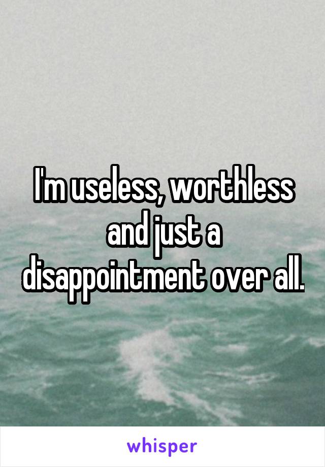 I'm useless, worthless and just a disappointment over all.