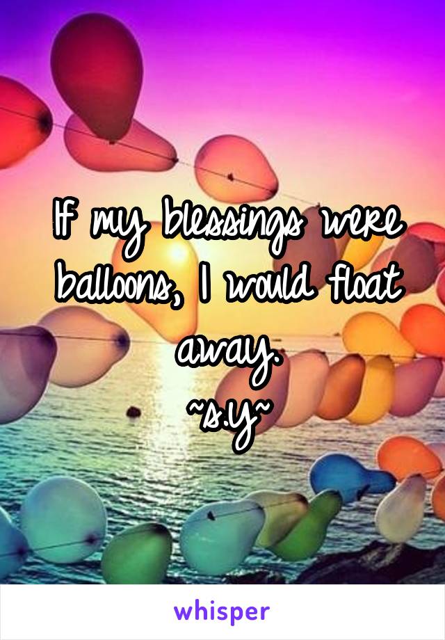 If my blessings were balloons, I would float away.
~s.y~