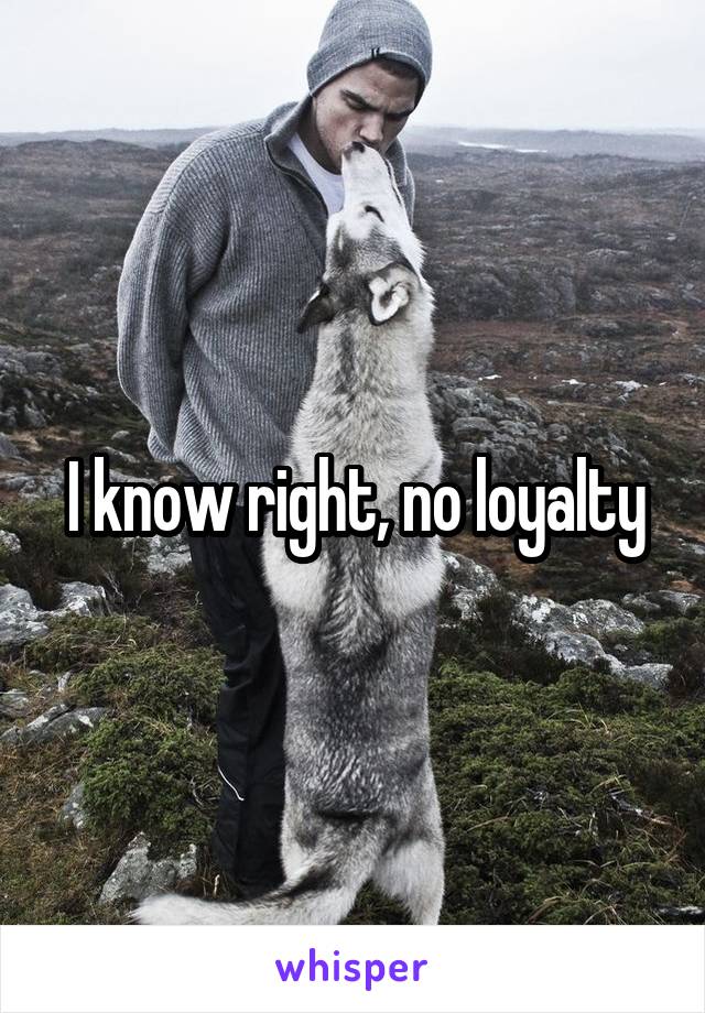 I know right, no loyalty