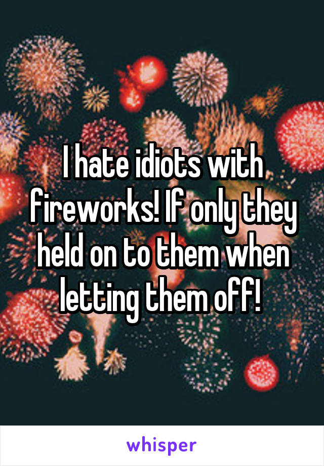 I hate idiots with fireworks! If only they held on to them when letting them off! 