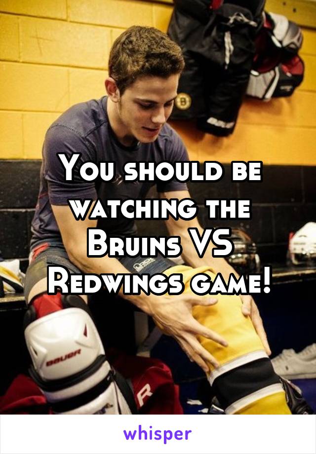 You should be watching the Bruins VS Redwings game!