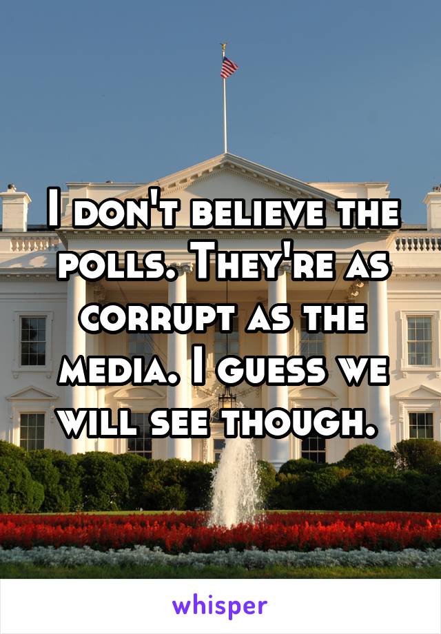 I don't believe the polls. They're as corrupt as the media. I guess we will see though. 