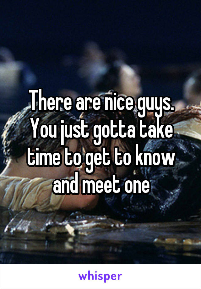 There are nice guys. You just gotta take time to get to know and meet one