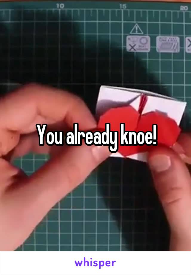You already knoe!