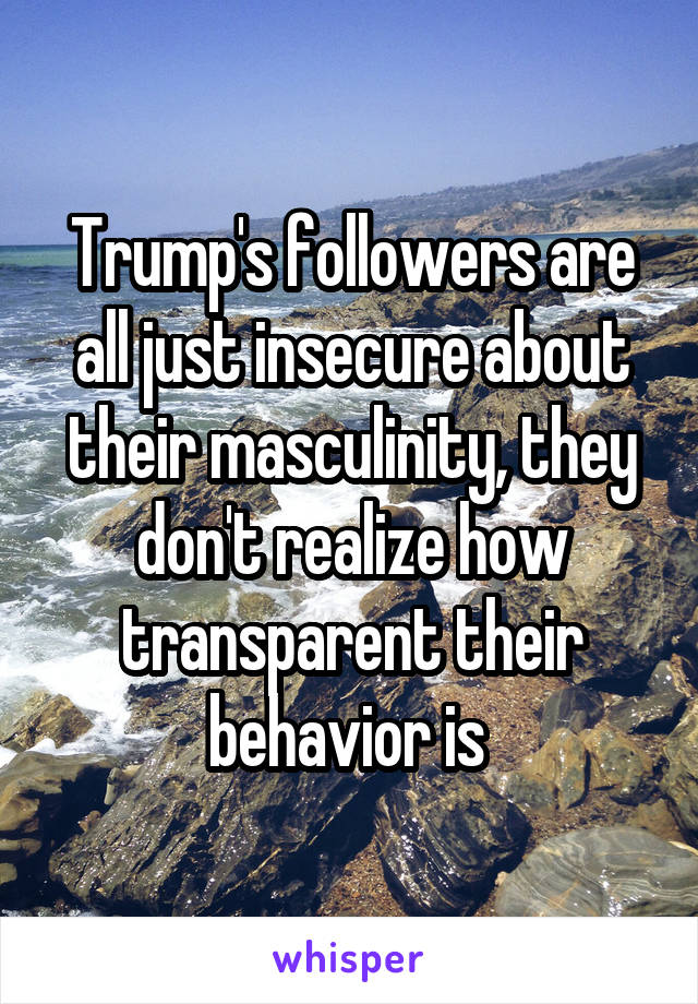 Trump's followers are all just insecure about their masculinity, they don't realize how transparent their behavior is 