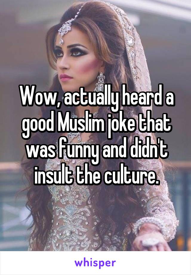 Wow, actually heard a good Muslim joke that was funny and didn't insult the culture.