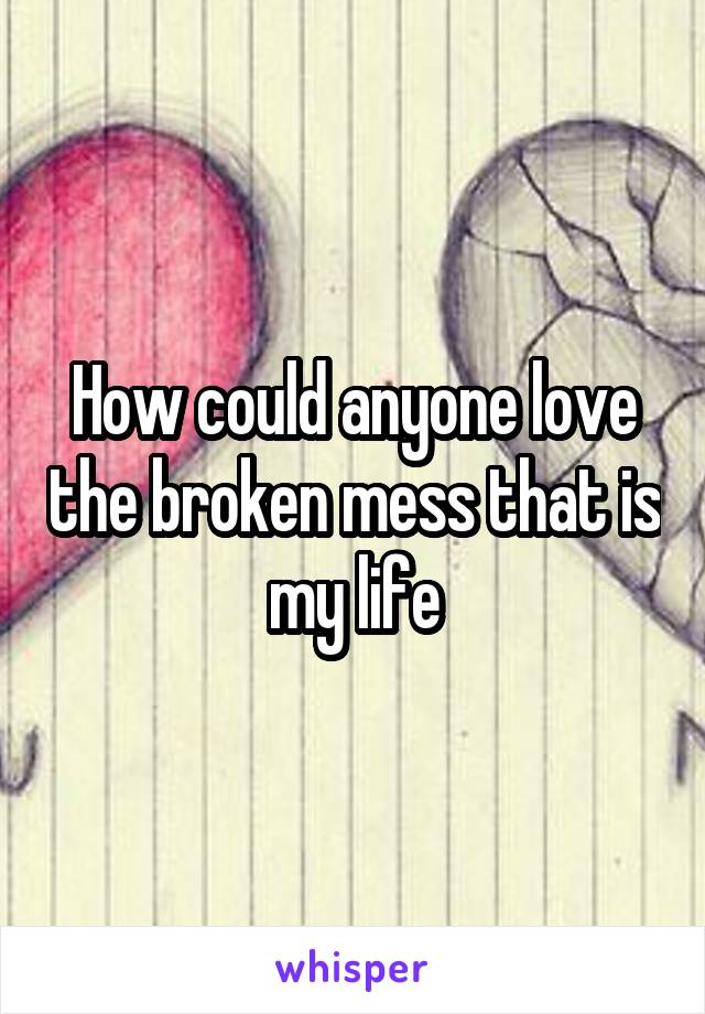 How could anyone love the broken mess that is my life