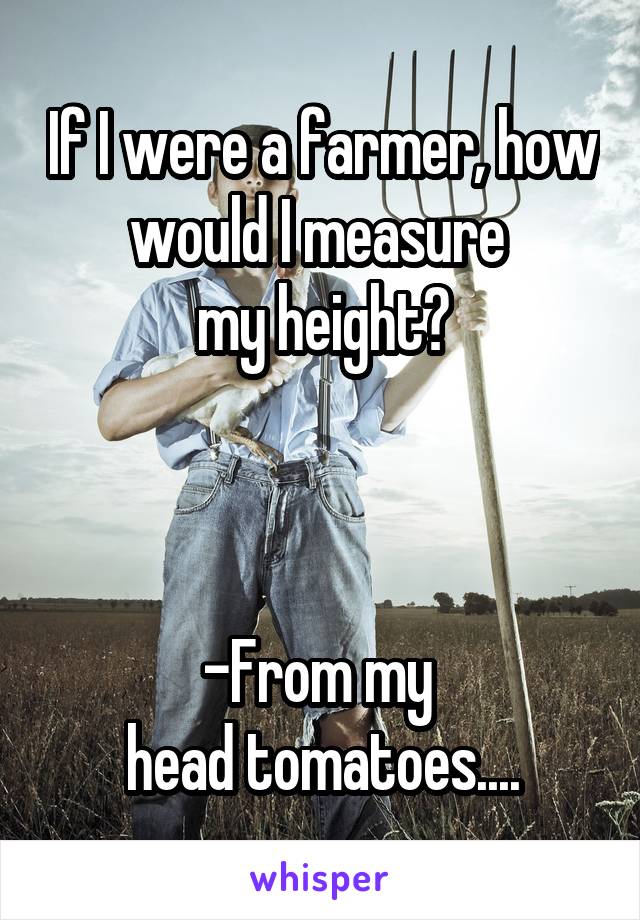 If I were a farmer, how would I measure 
my height?



-From my 
head tomatoes....