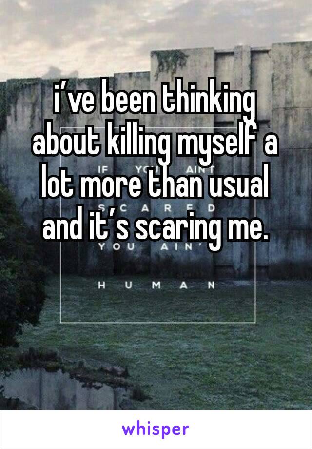i’ve been thinking about killing myself a lot more than usual and it’s scaring me.
