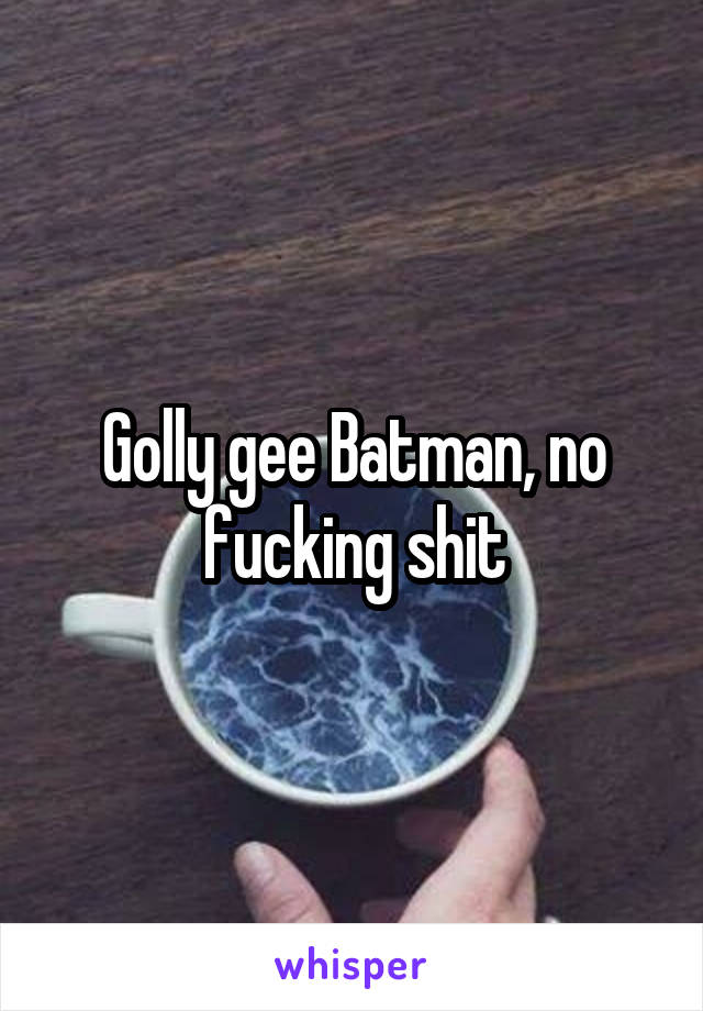 Golly gee Batman, no fucking shit