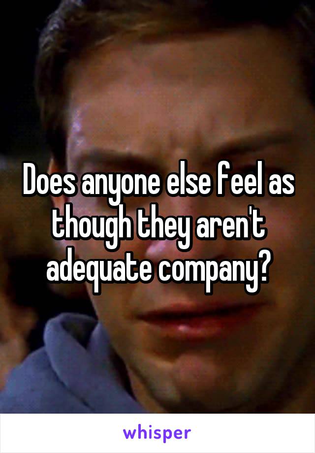 Does anyone else feel as though they aren't adequate company?