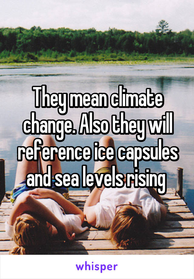 They mean climate change. Also they will reference ice capsules and sea levels rising 
