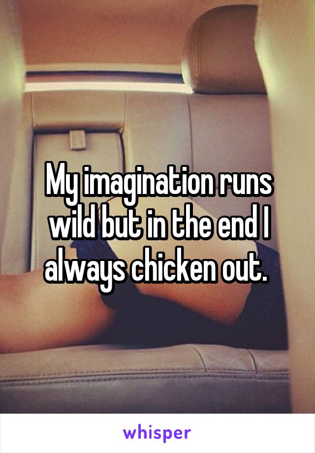 My imagination runs wild but in the end I always chicken out. 