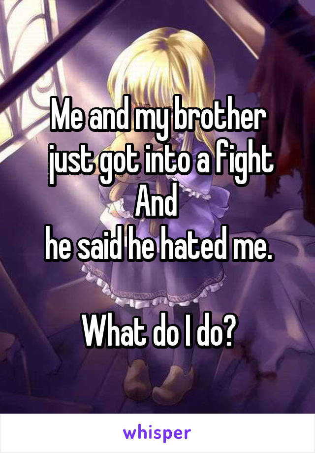 Me and my brother
 just got into a fight And 
he said he hated me.

What do I do?