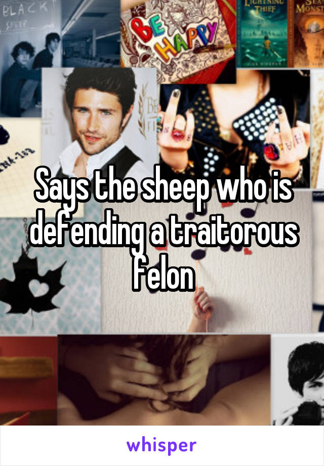 Says the sheep who is defending a traitorous felon