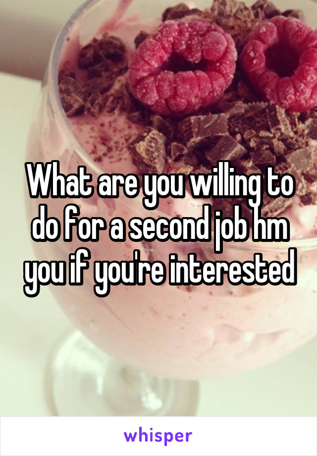 What are you willing to do for a second job hm you if you're interested