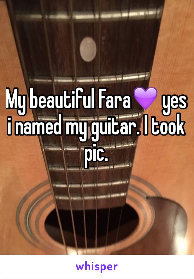 My beautiful FaraðŸ’œ yes i named my guitar. I took pic. 
