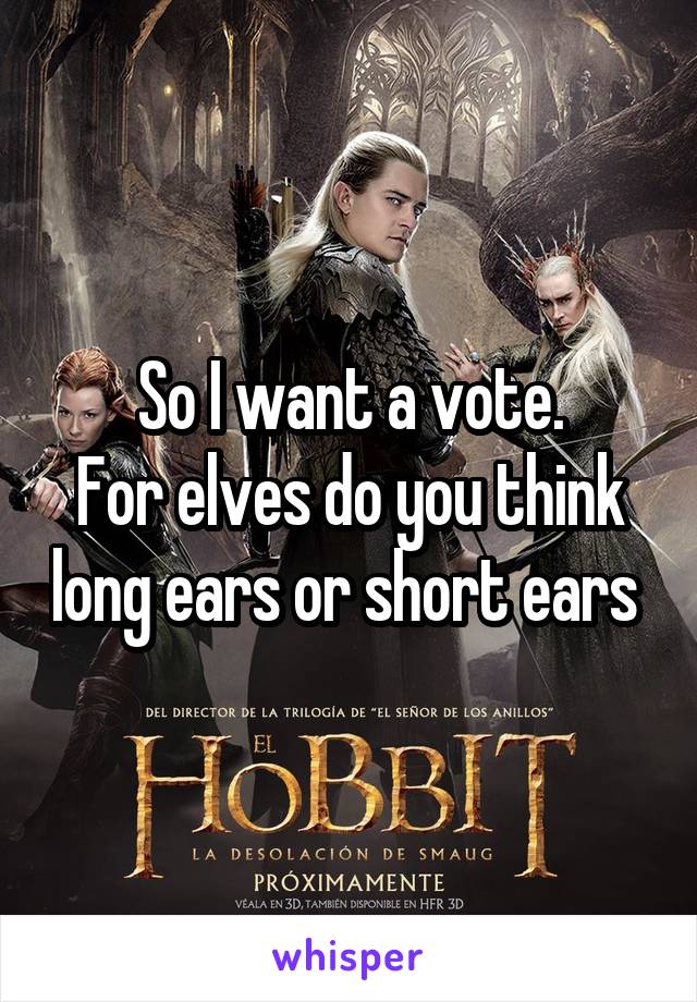 So I want a vote.
For elves do you think long ears or short ears 