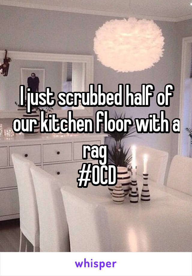 I just scrubbed half of our kitchen floor with a rag 
#OCD