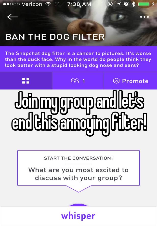 Join my group and let's end this annoying filter!