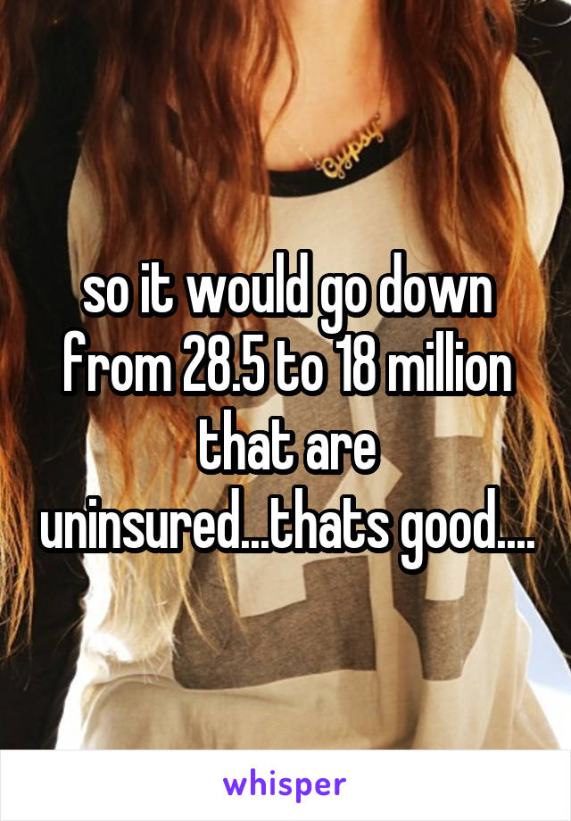so it would go down from 28.5 to 18 million that are uninsured...thats good....