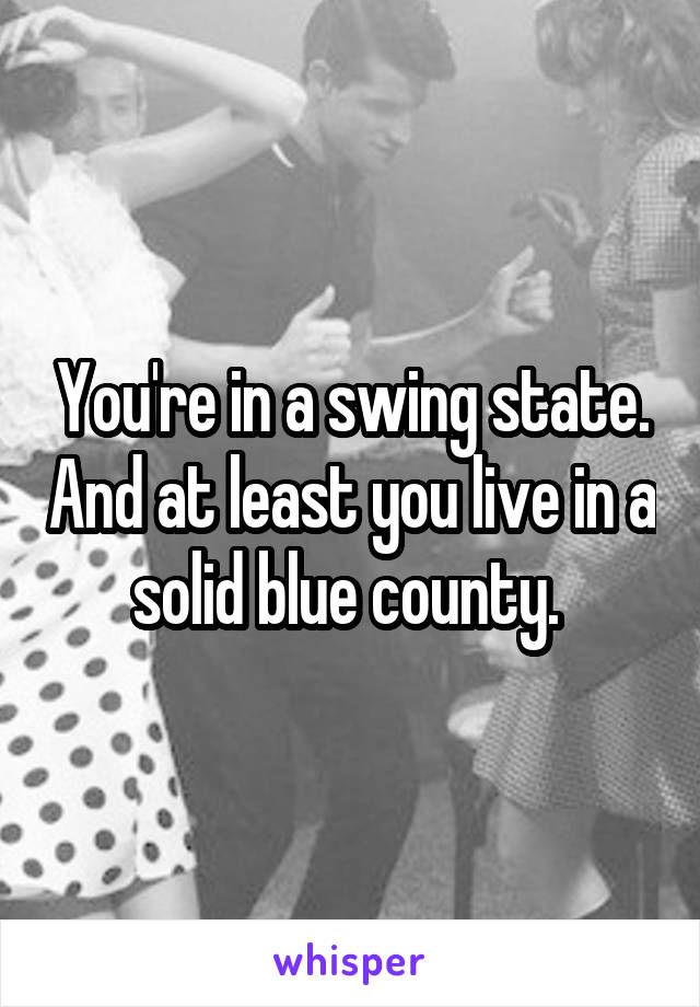You're in a swing state. And at least you live in a solid blue county. 