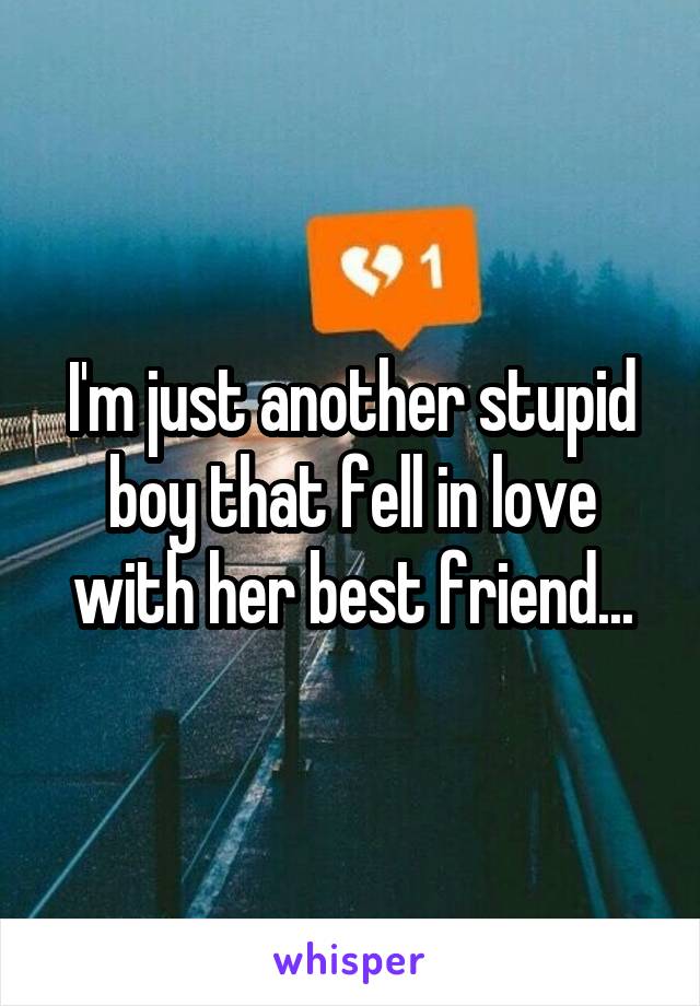 I'm just another stupid boy that fell in love with her best friend...