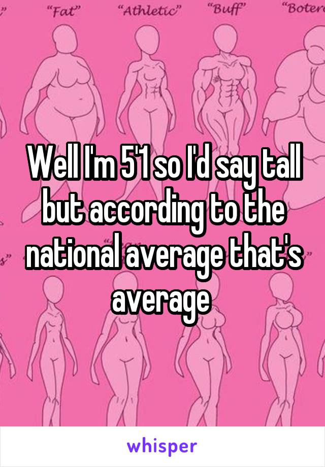 Well I'm 5'1 so I'd say tall but according to the national average that's average 