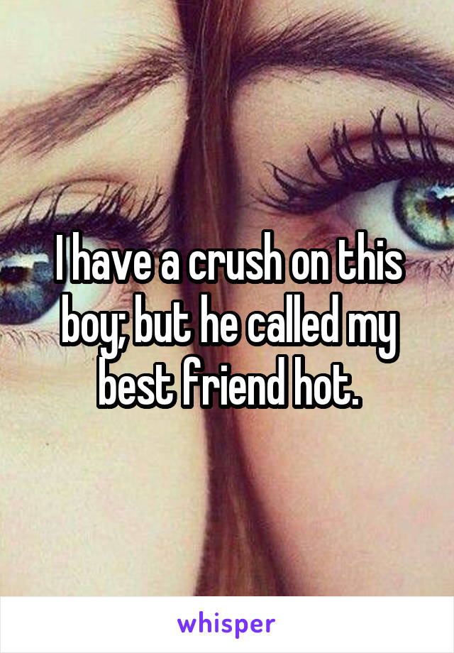 I have a crush on this boy; but he called my best friend hot.