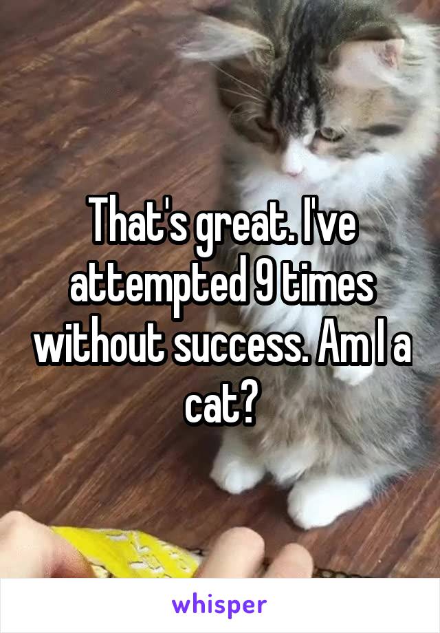 That's great. I've attempted 9 times without success. Am I a cat?