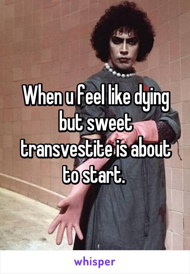 When u feel like dying but sweet transvestite is about to start. 