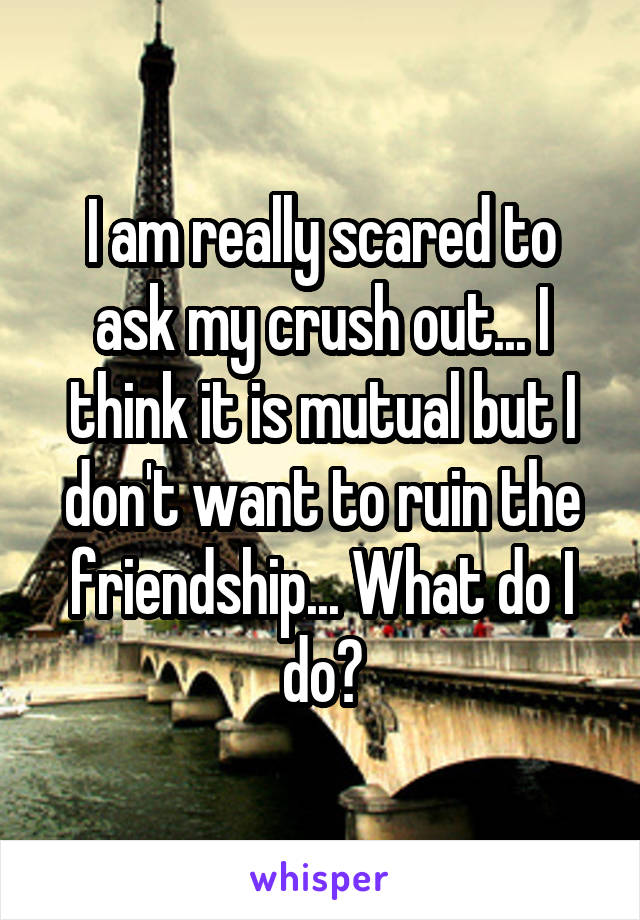 I am really scared to ask my crush out... I think it is mutual but I don't want to ruin the friendship... What do I do?