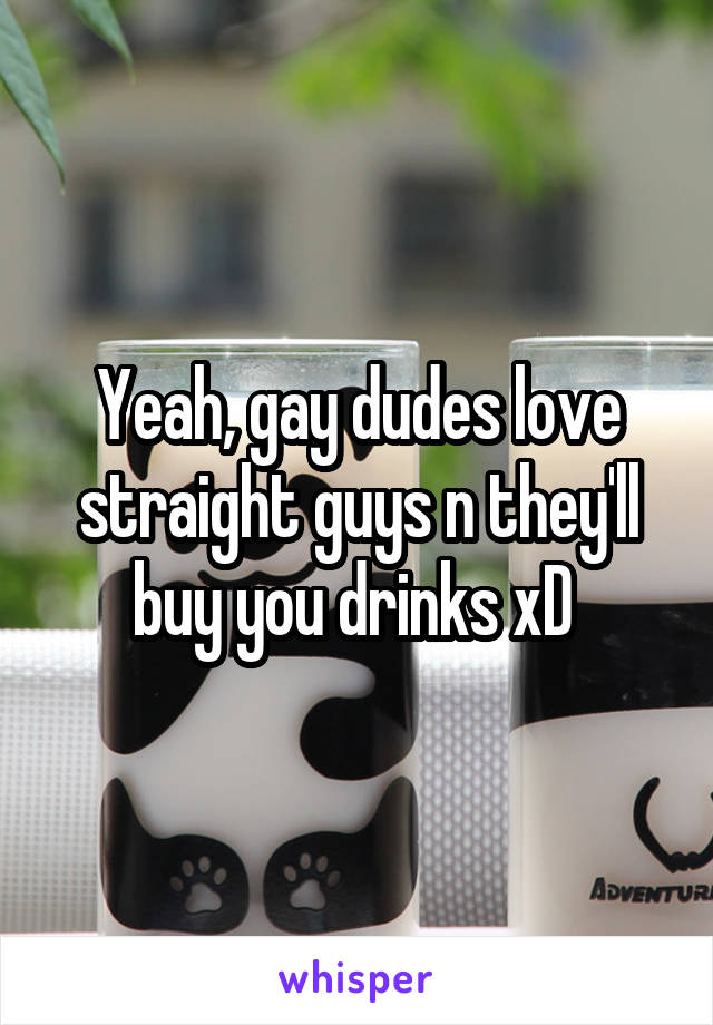 Yeah, gay dudes love straight guys n they'll buy you drinks xD 