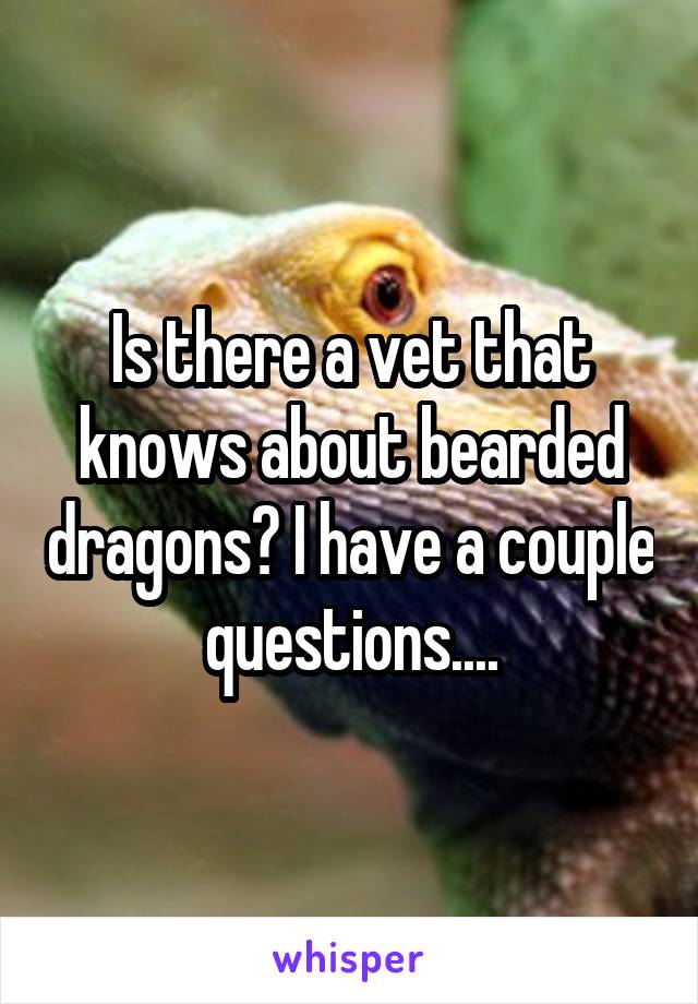 Is there a vet that knows about bearded dragons? I have a couple questions....