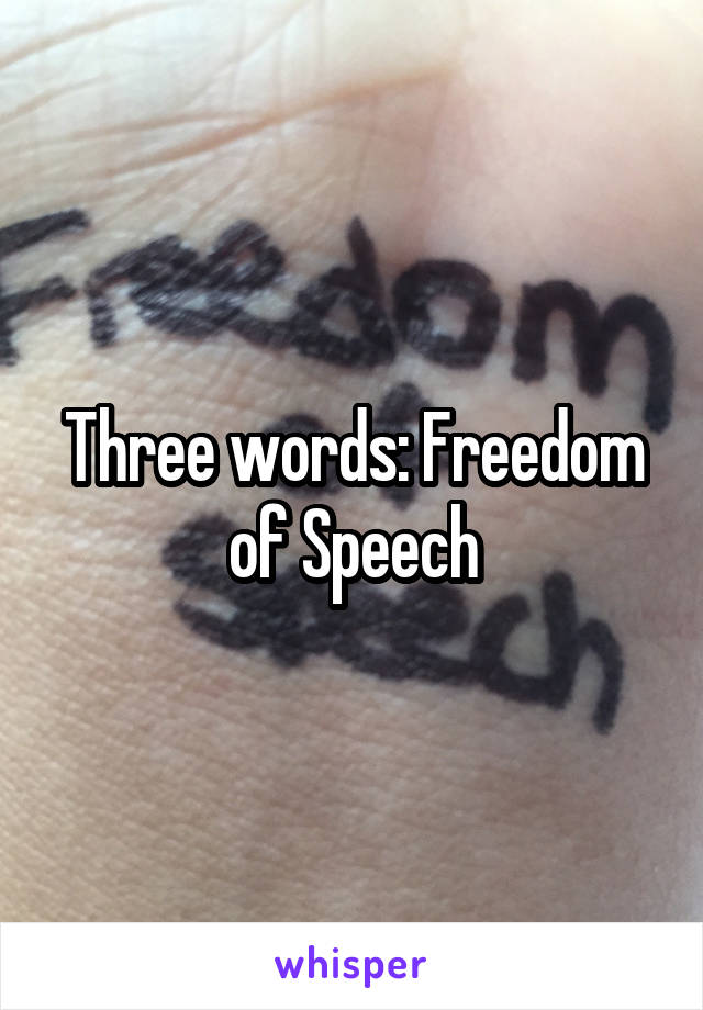 Three words: Freedom of Speech