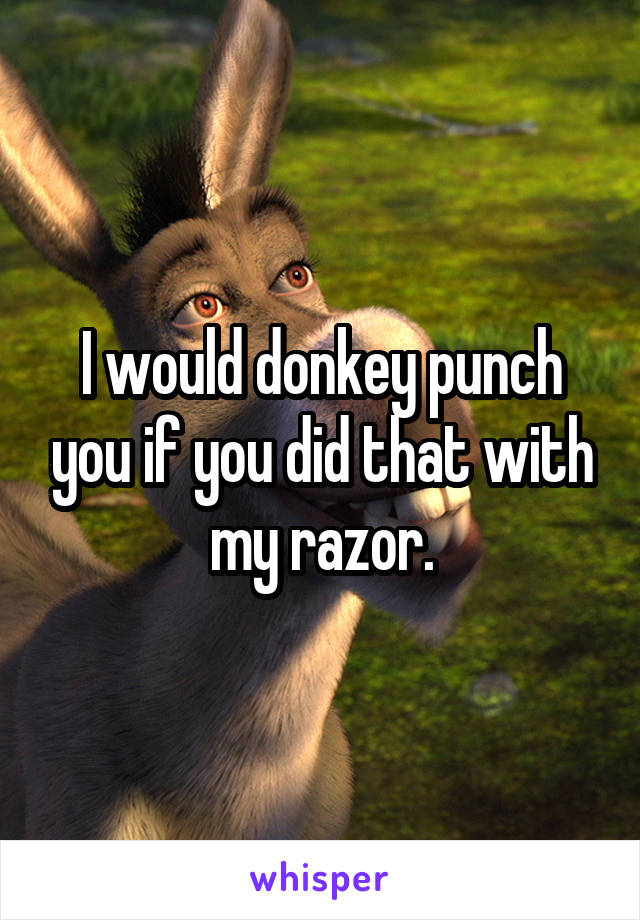 I would donkey punch you if you did that with my razor.