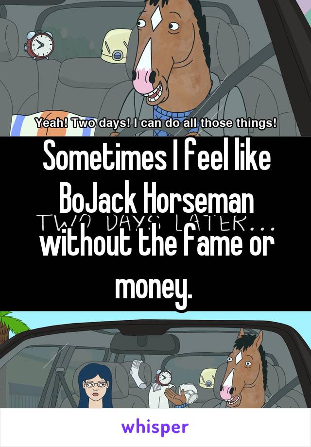 Sometimes I feel like BoJack Horseman without the fame or money. 