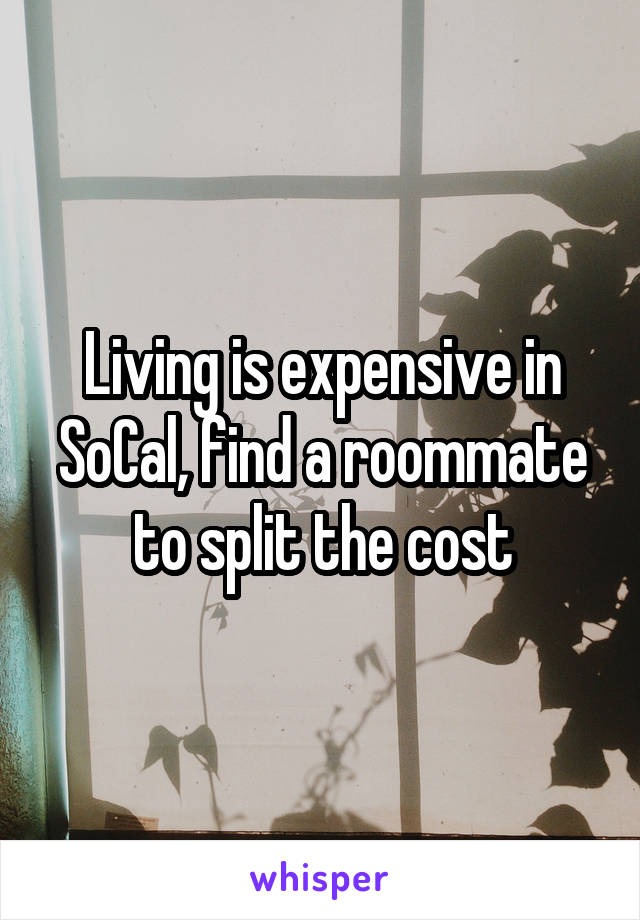 Living is expensive in SoCal, find a roommate to split the cost
