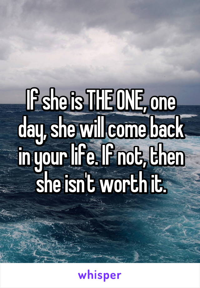 If she is THE ONE, one day, she will come back in your life. If not, then she isn't worth it.
