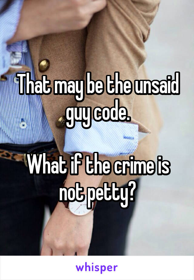 That may be the unsaid guy code.

What if the crime is not petty?