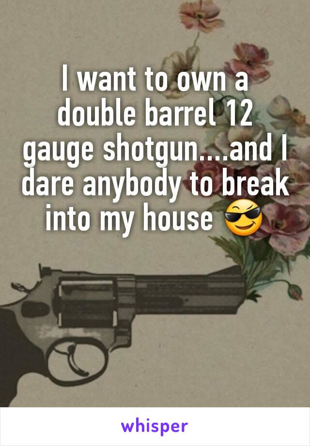 I want to own a double barrel 12 gauge shotgun....and I dare anybody to break into my house 😎