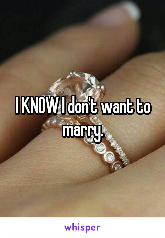 I KNOW I don't want to marry.